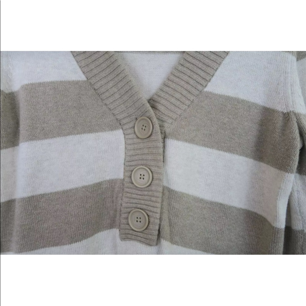 Banana republic striped tan white sweater size M - Picture 2 of 5